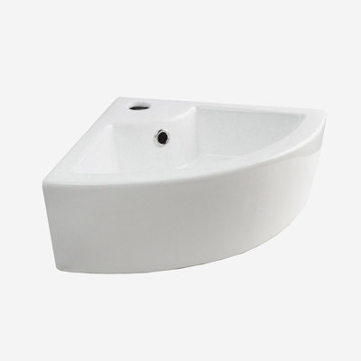 Nes Home Tulla 450 x 325mm Cloakroom Small Quarter Circle Corner Wall Hung Basin Sink - 4