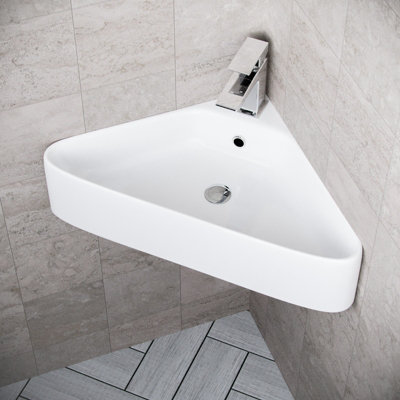 Nes Home Tulla 575 x 430mm Triangle Corner Wall Hung Basin Sink