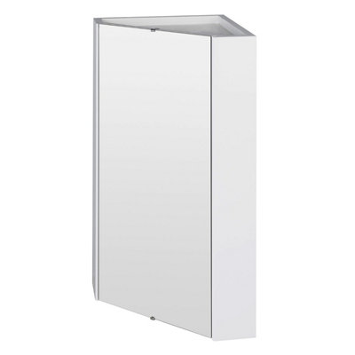 Nes Home Tully 320 x 320 x 650mm Corner Mirror Cabinet Gloss White