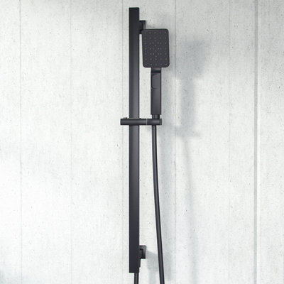 Nes Home Twin Head Matte Black Rainfall Shower Concealed Mixer Valve 3 Dial 2 Way - 4