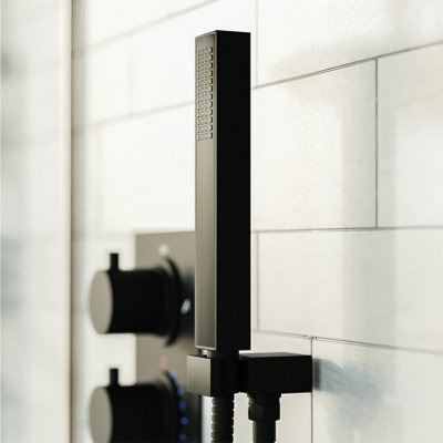 Nes Home Ultra Stylish Hand Held Shower Bracket Holder Wall Kit Matte Black - 3
