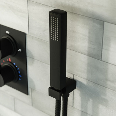 Nes Home Ultra Stylish Hand Held Shower Bracket Holder Wall Kit Matte Black - 4
