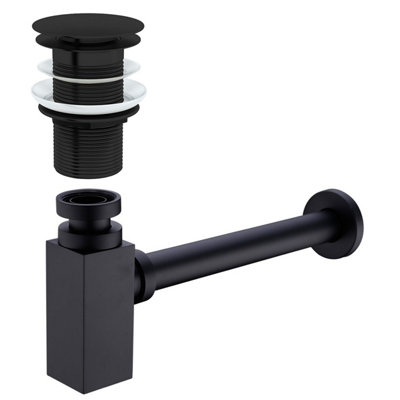 Nes Home Universal Bathroom Basin Square Bottle Trap & Waste Matte Black