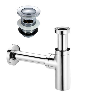 Nes Home Universal Chrome Bottle Trap and Slotted Waste for Bathroom Basin Sink