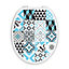Nes Home Universal Classic Oval Shaped Design Toilet Seat & Fixings Tile Pattern Print
