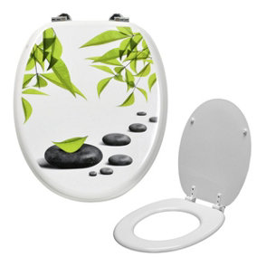 Nes Home Universal Novelty Leaf and Stone Toilet Seat Oval Shaped Design Gorge