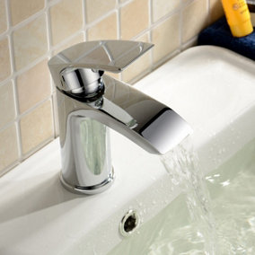 Nes Home Vago Bathroom Waterfall Basin Mono Mixer Tap Chrome Brass Deck Mounted