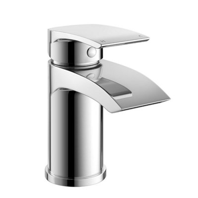 Nes Home Vago Bathroom Waterfall Basin Mono Mixer Tap Chrome Brass Deck Mounted - 4