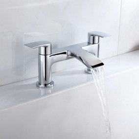 Nes Home Vago Deck Mounted Modern Chrome Waterfall Bath Filler Brass Tap