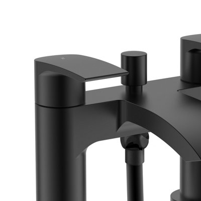 Nes Home Vago Matte Black Deck Mounted Waterfall Bath Shower Mixer Tap - 3