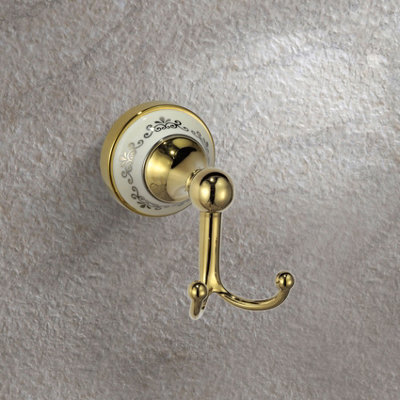 Nes Home Victorian bathroom Double Robe Hook Gold