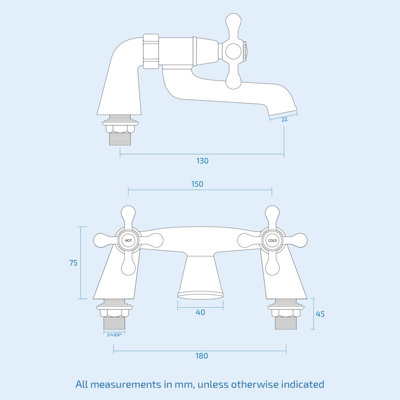 Nes Home Victorian Traditional Bathroom Bath Filler Tap - 3
