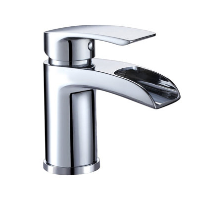 Nes Home Virgo Waterfall Bathroom Tap Basin Mono Mixer Chrome Solid Brass with free Waste