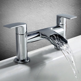 Nes Home VIRGO WATERFALL BATHROOM TAP BATH FILLER CHROME MODERN DESIGN SOLID BRASS