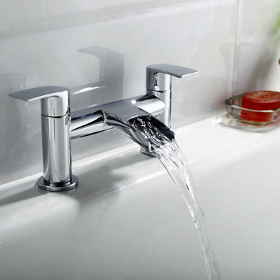 Nes Home VIRGO WATERFALL BATHROOM TAP BATH FILLER CHROME MODERN DESIGN SOLID BRASS