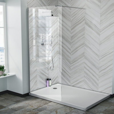 Nes Home Walk In Shower Screen 900mm Wet Room Panel Tempered Glass & Chrome Support Bar Price Comparisons | Compare The Build