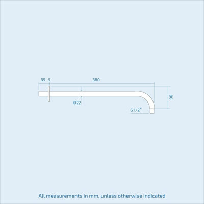 Nes Home Wall Fixed Brass Mounted Bathroom 380mm Round Chrome Shower Arm For Shower Head