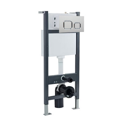Nes Home Wall Hung Toilet Cistern Frame with Avant Chrome Square Push ...