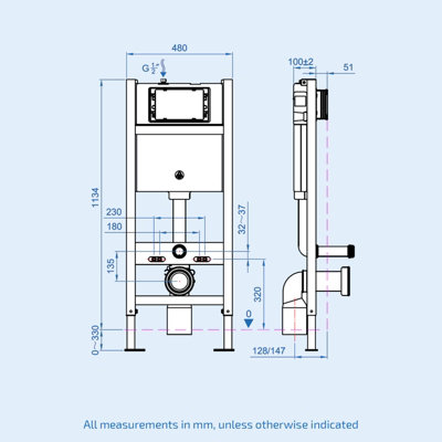 Nes Home Wall Hung Toilet Cistern Frame with Avant Matt Black Square ...