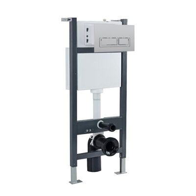 Nes Home Wall Hung Toilet Cistern Frame with Chrome Square Button Flush Plate