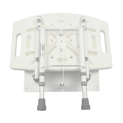 Nes Home Wall Mounted Folding Down Shower Seat with Adjustable Legs & Gripping Handles