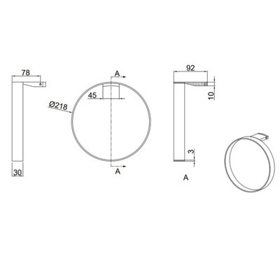 Nes Home Wall Mounted Modern Round Brass Towel Ring Chrome