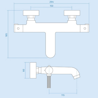 Nes Home Wall Mounted Thermostatic Shower Mixer Tap Chrome - 3