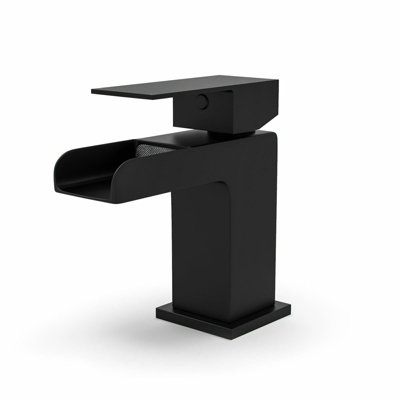 Nes Home Waterfall Basin Mono Mixer Tap Matte Black Bathroom Sink Faucet - 5