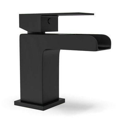 Nes Home Waterfall Basin Mono Mixer Tap Matte Black Bathroom Sink Faucet - 6