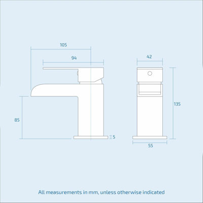 Nes Home Waterfall Basin Mono Mixer Tap Matte Black Bathroom Sink Faucet - 9