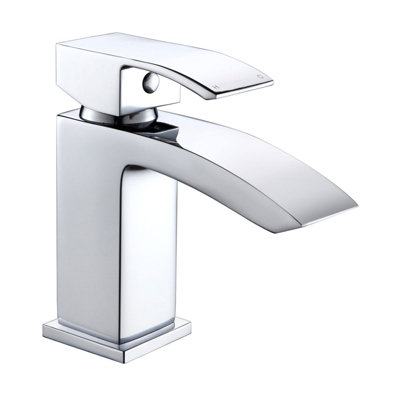 Nes Home Waterfall Bathroom Single Lever Cloakroom Basin Mono Mixer Tap with Waste - 3