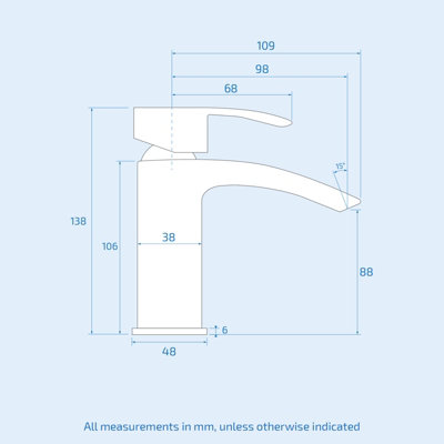 Nes Home Waterfall Bathroom Single Lever Cloakroom Basin Mono Mixer Tap with Waste - 9