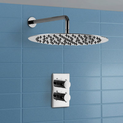 Nes Home Waterfall Round Thermostatic Control Chrome Shower