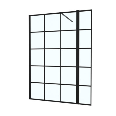 Nes Home Wet Room 1000 Shower Enclosure Screen Black Grid 8mm & Return Panel - 7