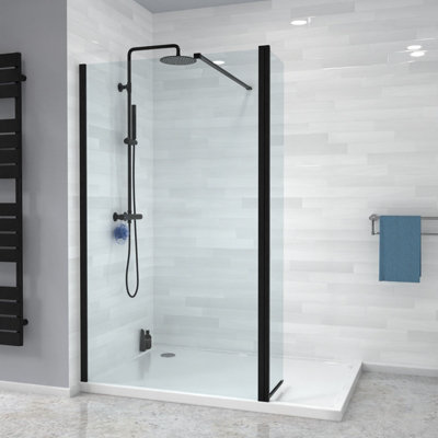 Nes Home Wet Room 1200 Shower Enclosure Screen and Flipper Return Panel 8mm Black - 6