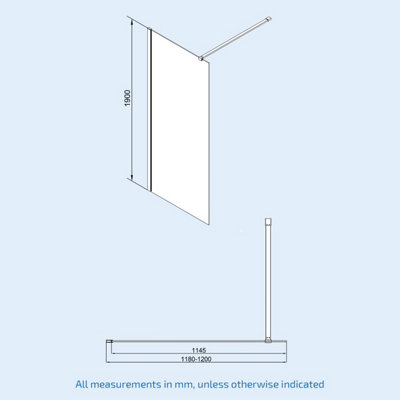 Nes Home Wet Room 1200 Shower Enclosure Screen and Flipper Return Panel 8mm Black - 8