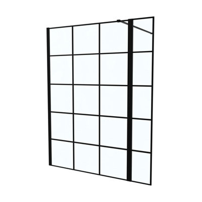 Nes Home Wet Room 1200 Shower Enclosure Screen Black Grid 8mm & Return Panel - 6