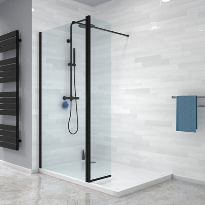 Nes Home Wet Room 800 Shower Enclosure Screen and Flipper Return Panel 8mm Black