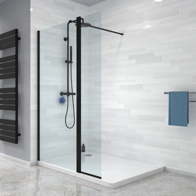 Nes Home Wet Room 800 Shower Enclosure Screen and Flipper Return Panel 8mm Black - 3