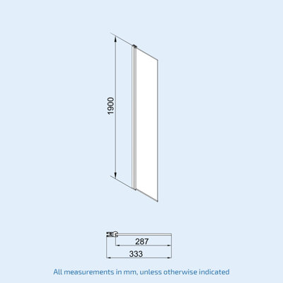 Nes Home Wet Room 800 Shower Enclosure Screen and Flipper Return Panel 8mm Black - 9