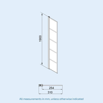 Nes Home Wet Room 800 Shower Enclosure Screen Black Grid 8mm & Return Panel - 9