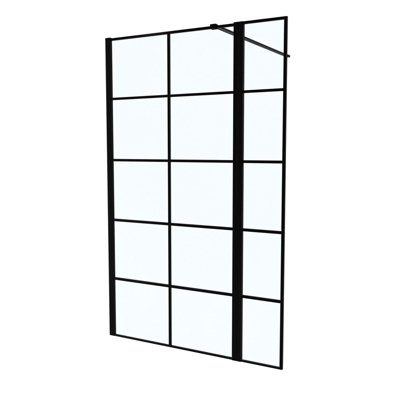 Nes Home Wet Room 900 Shower Enclosure Screen Black Grid 8mm & Return Panel - 7