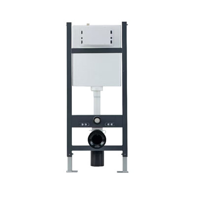 Nes Home WH Toilet Cistern Frame with Modern Chrome Round Button Flush Plate
