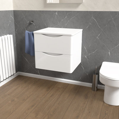 Nes Home White 500mm Bathroom Wall Hung Vanity With Worktop