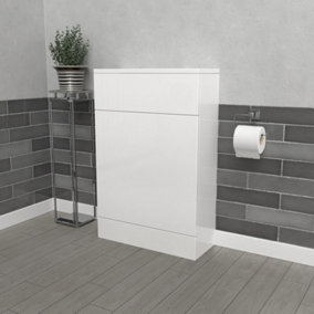 Nes Home White 500mm Freestanding Back To Wall WC Unit Bathroom
