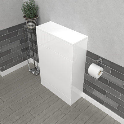 Nes Home White 500mm Freestanding Back To Wall WC Unit Bathroom