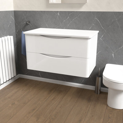 Nes Home White 800mm Bathroom Wall Hung Vanity With Worktop Price Comparisons | Compare The Build