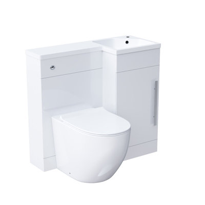 Nes Home White 900mm RH Basin WC Unit & BTW Toilet