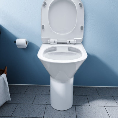 Nes Home White Comfort Height Round Rimless Soft Close Back To Wall Toilet