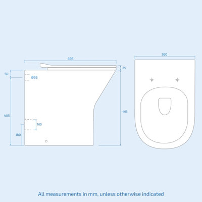 Nes Home White Comfort Height Round Rimless Soft Close Back To Wall Toilet